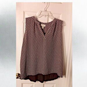 Loft woman's large petite bown and white sleeveless top